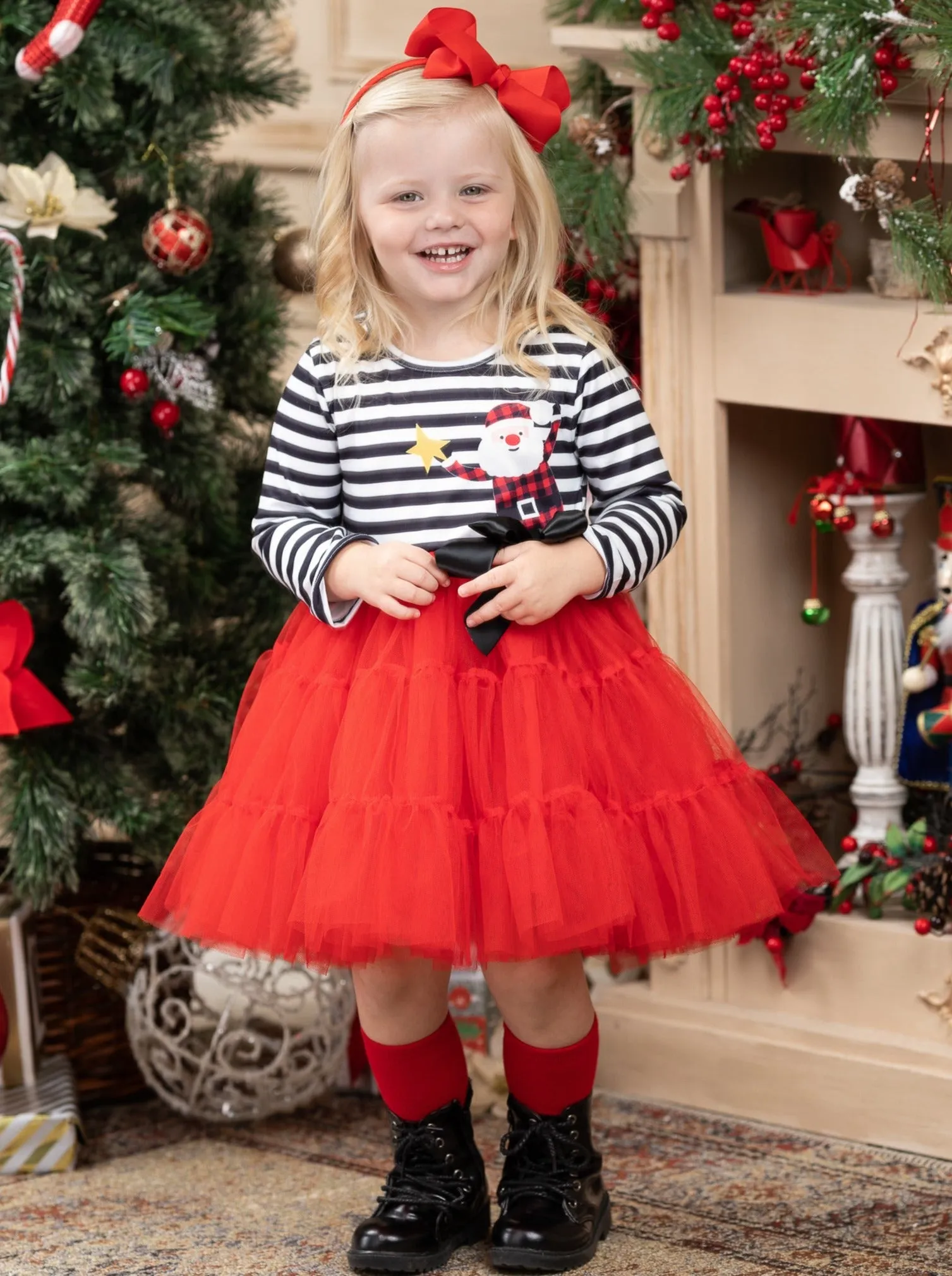 Santa and Stripes Tutu Dress