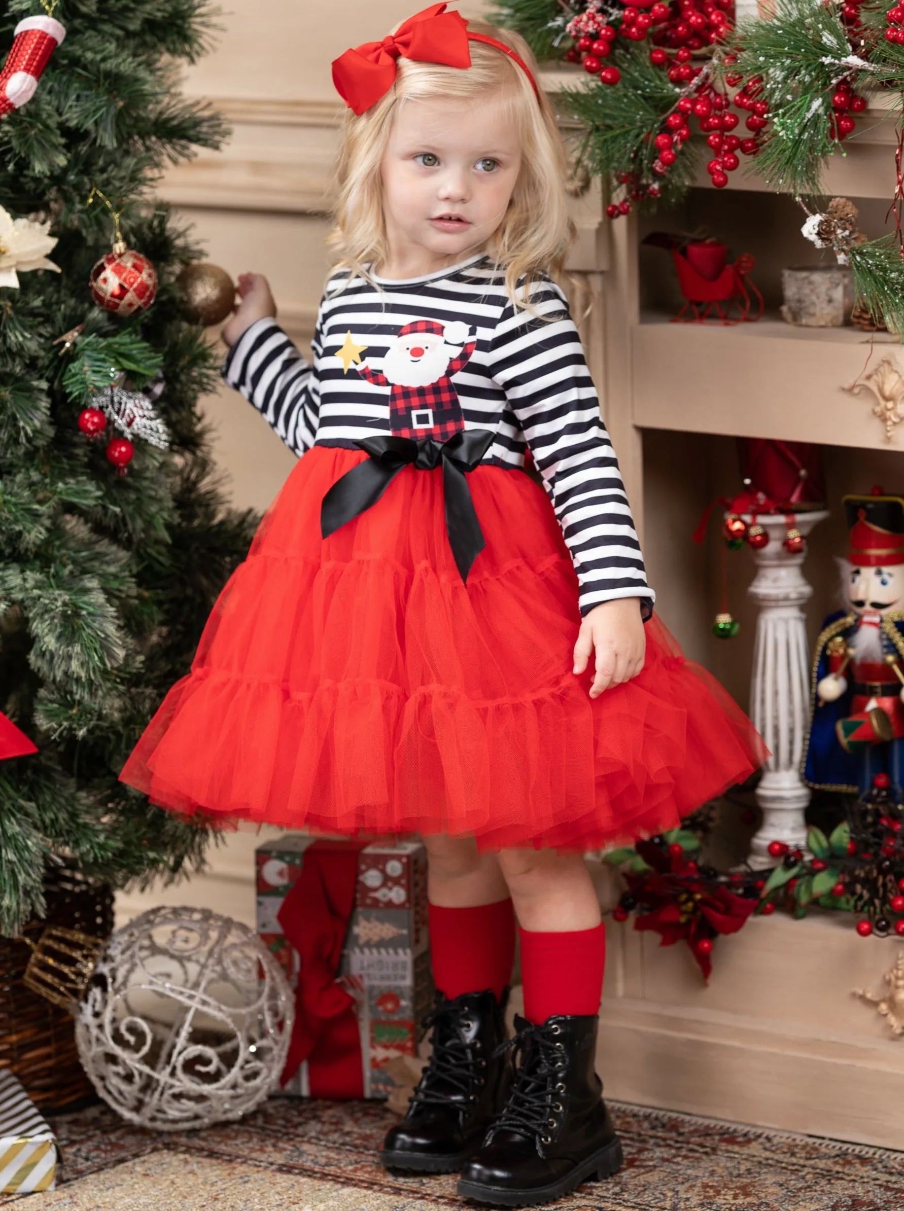 Santa and Stripes Tutu Dress