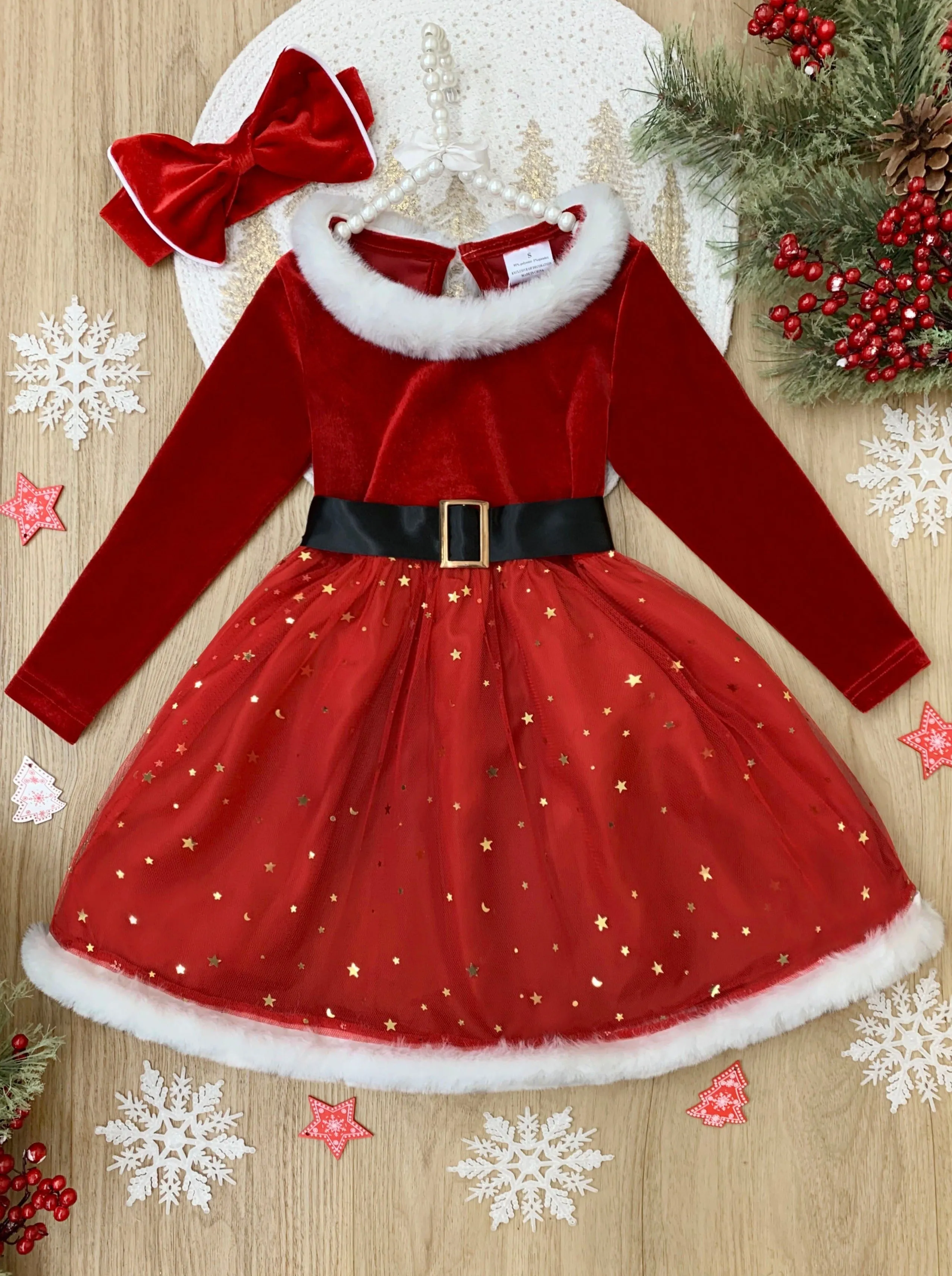 Santa Baby Shimmer Snow Puff Dress
