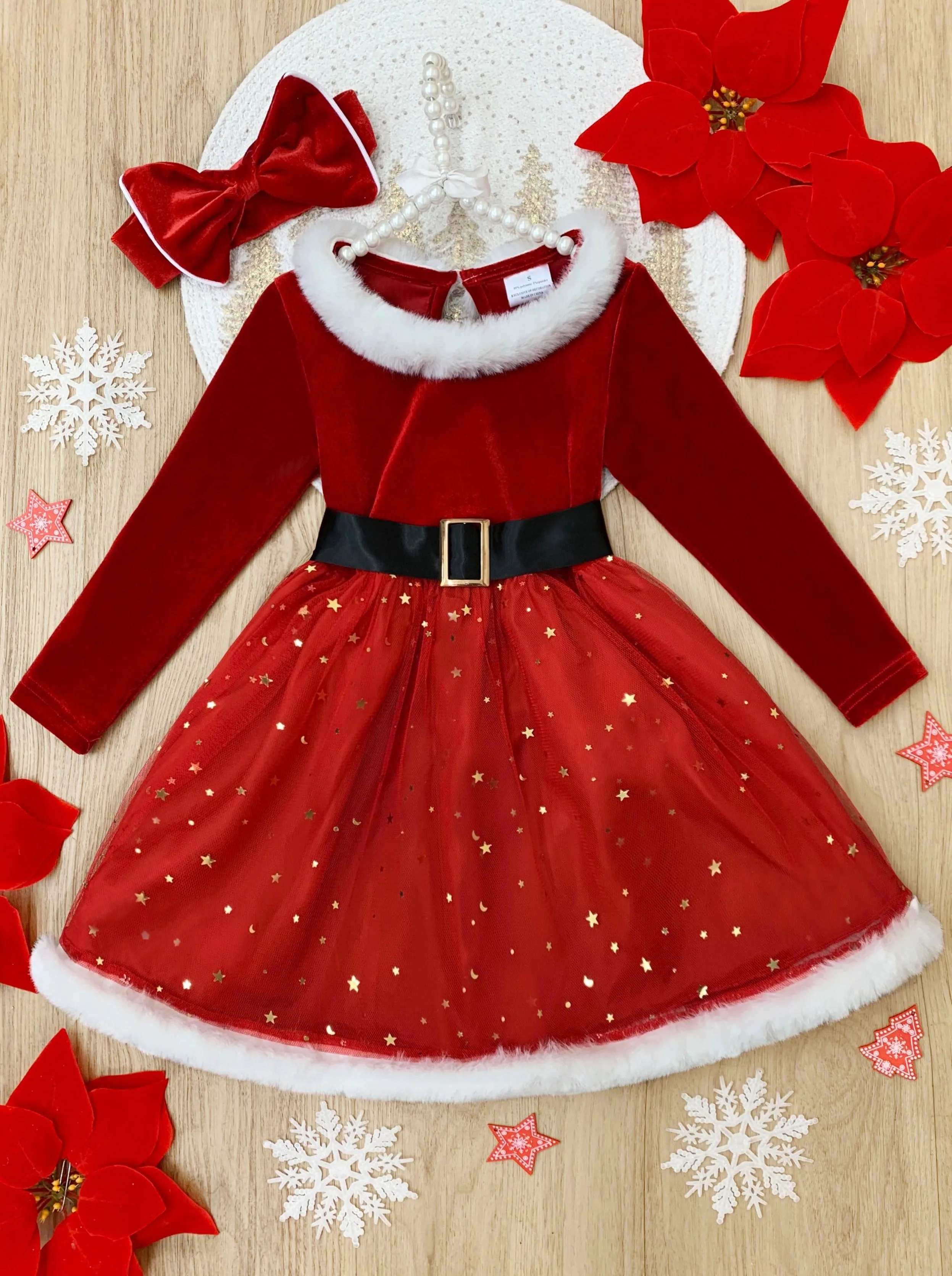Santa Baby Shimmer Snow Puff Dress