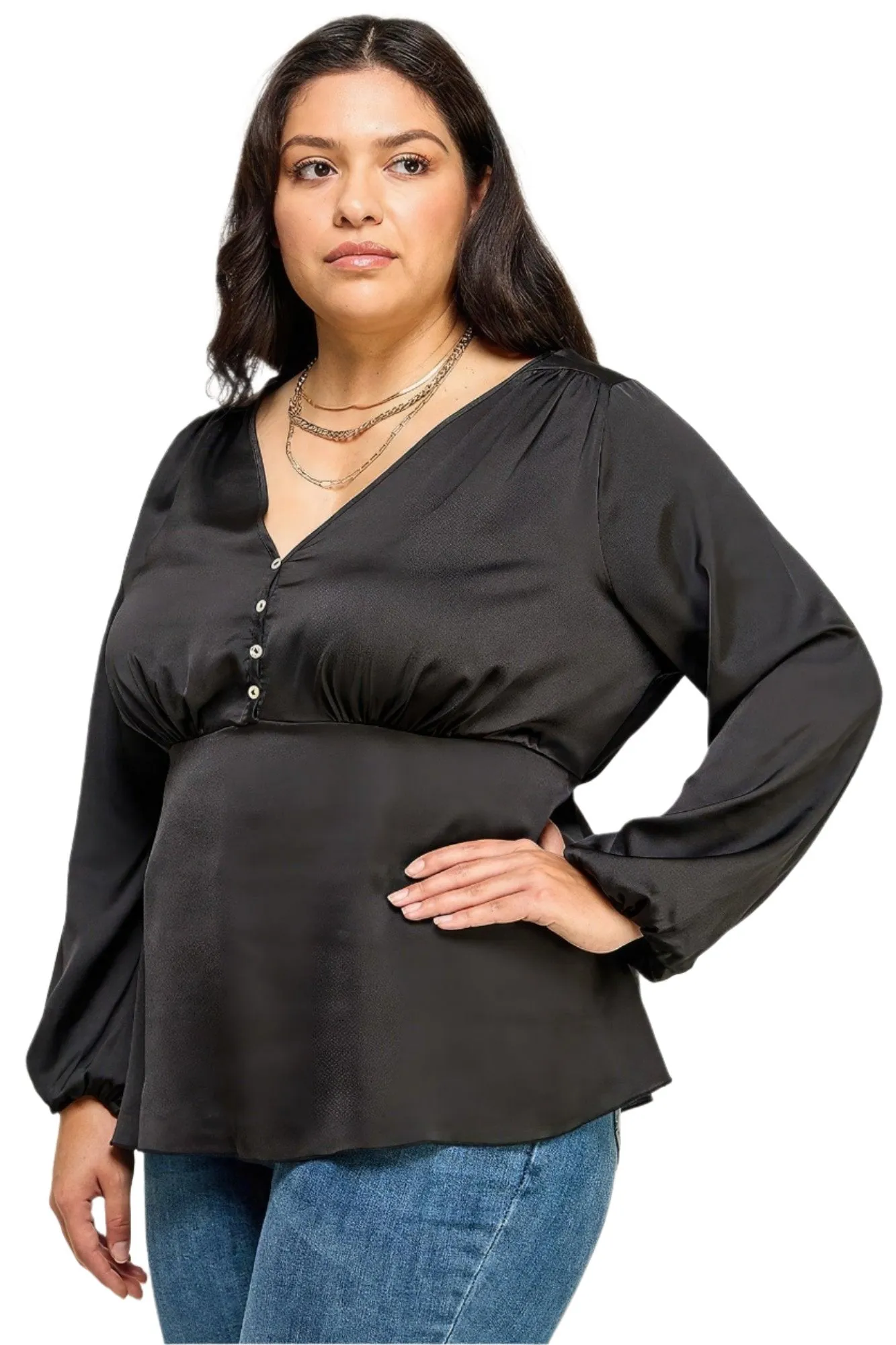 Satin Babydoll Blouse