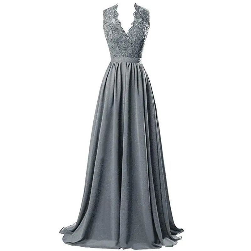 sd-hk Lace Bridesmaid Dress V Neck Prom Gowns For Women