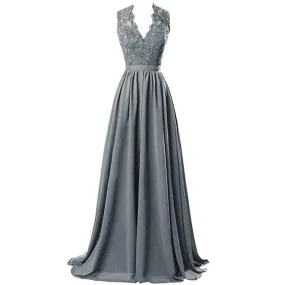 sd-hk Lace Bridesmaid Dress V Neck Prom Gowns For Women