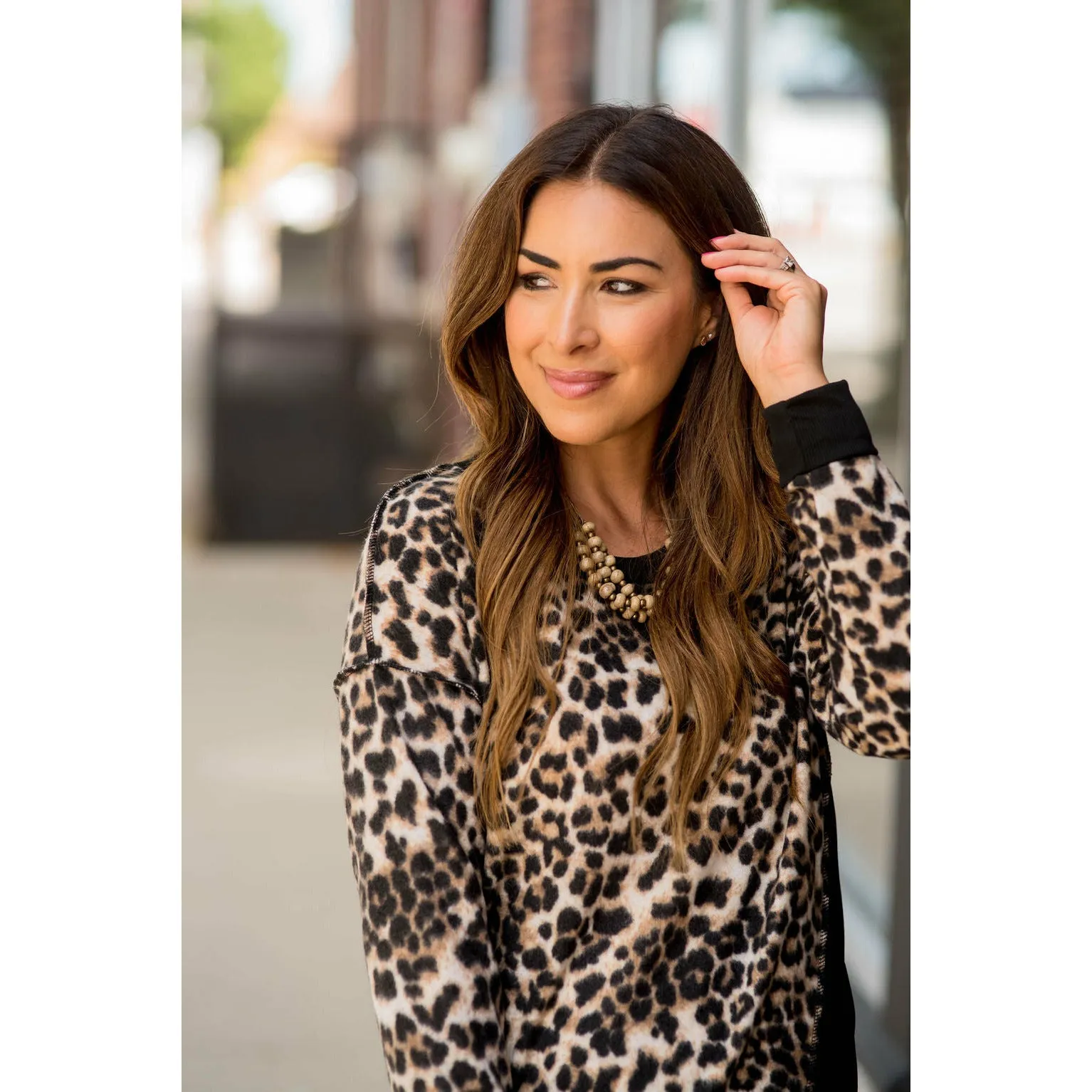 Side Panel Leopard Sweatshirt
