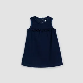 Sleeveless Denim Ruffle Baby Dress