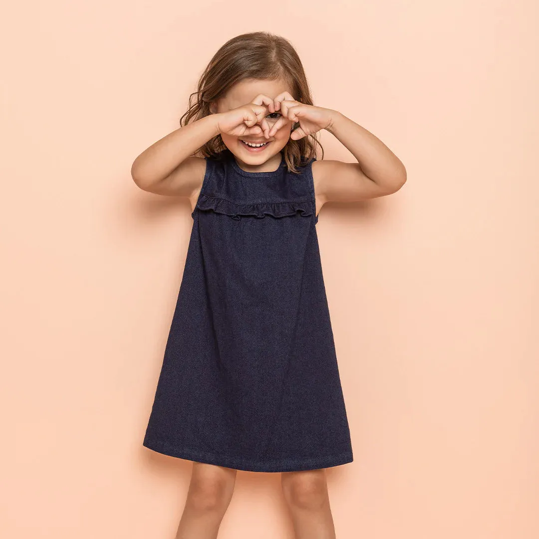 Sleeveless Denim Ruffle Dress