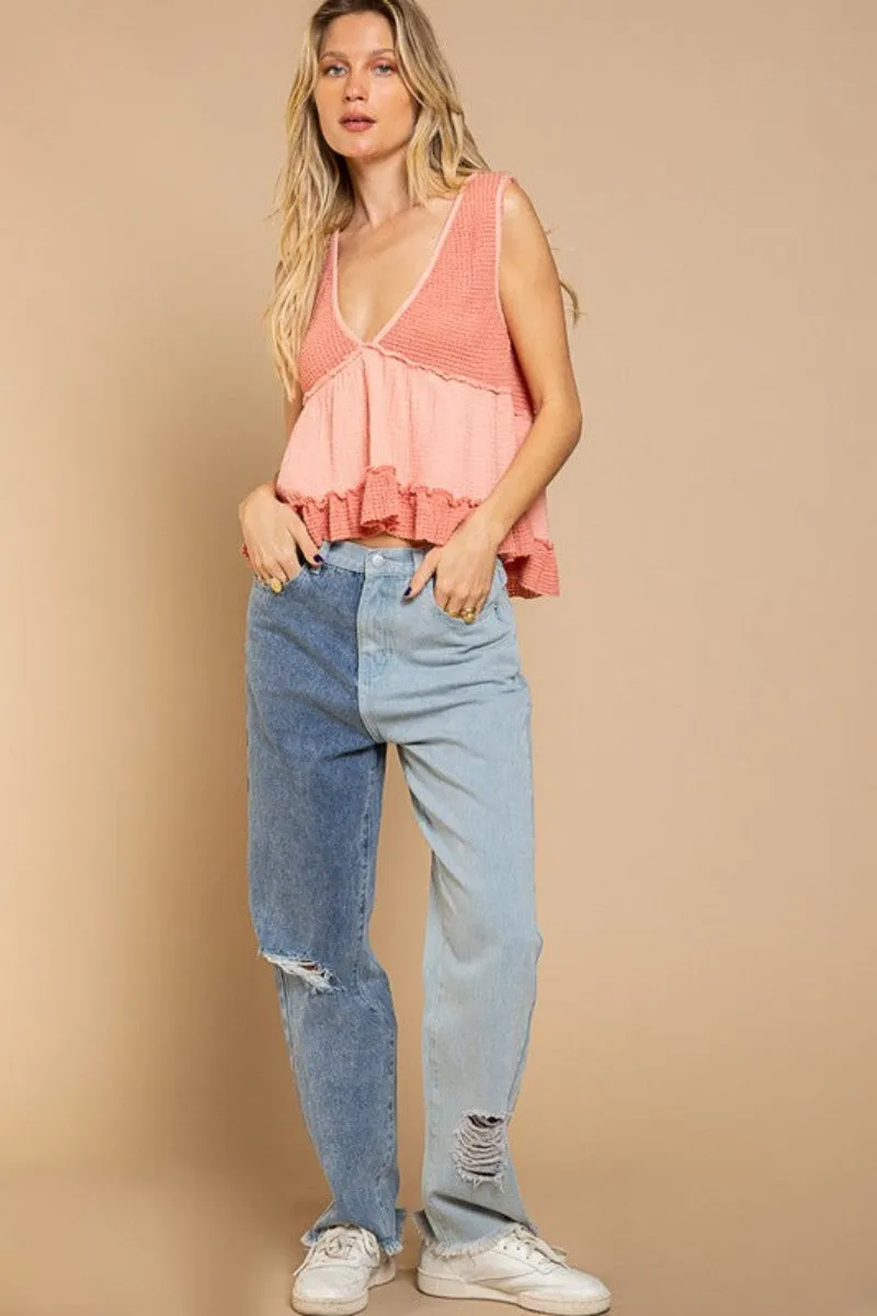 Sleeveless Mini Babydoll Tank Top by POL