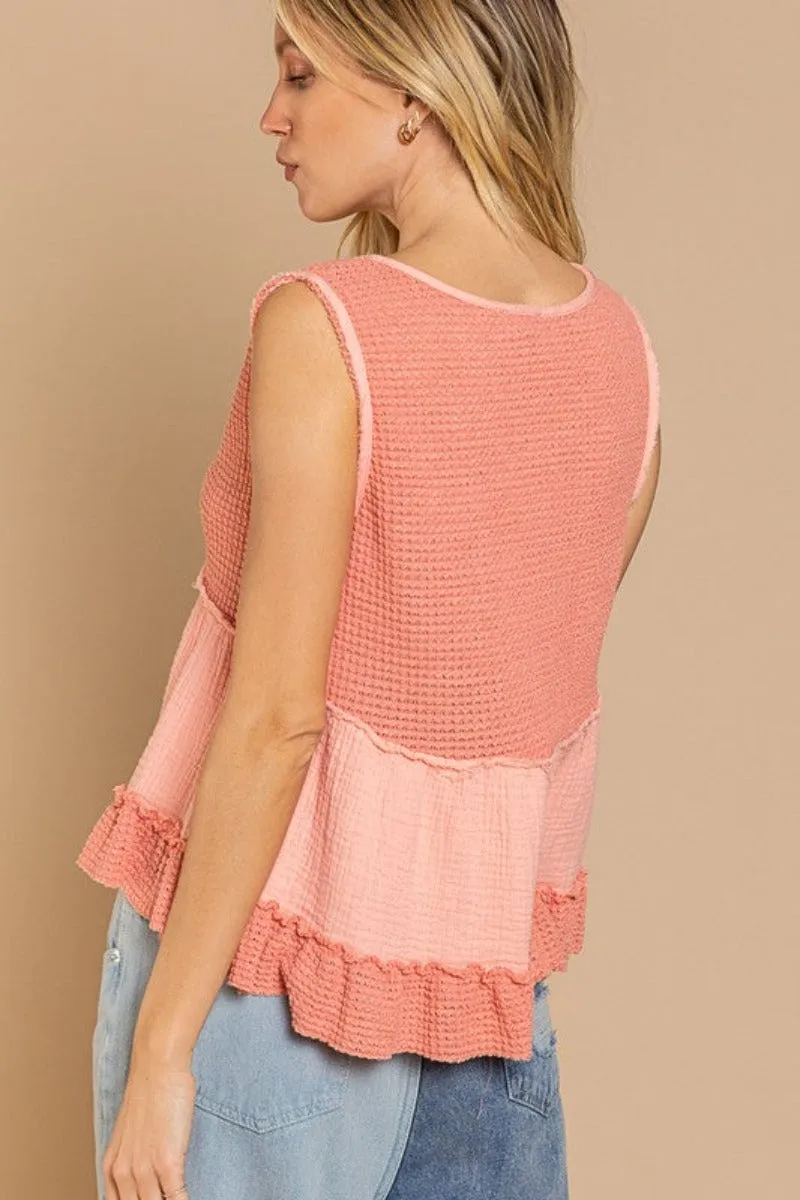 Sleeveless Mini Babydoll Tank Top by POL