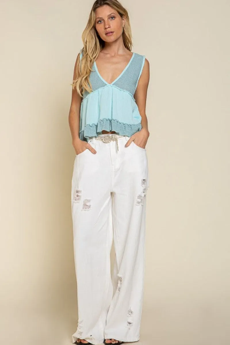 Sleeveless Mini Babydoll Tank Top by POL