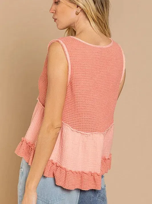 Sleeveless V-Neck Mini Babydoll Tank Top