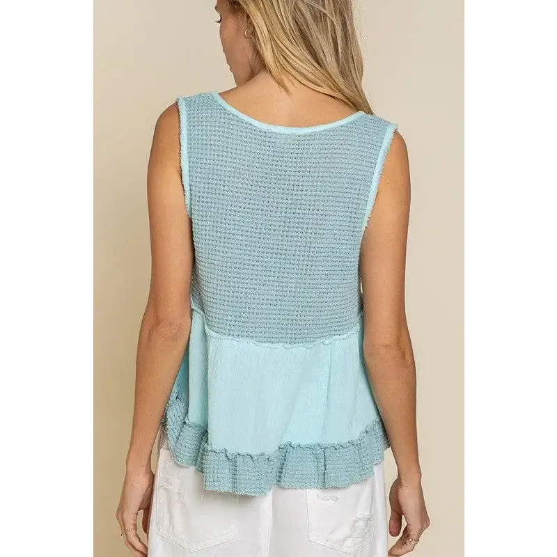 Sleeveless V-neck Mini Babydoll Tank Top