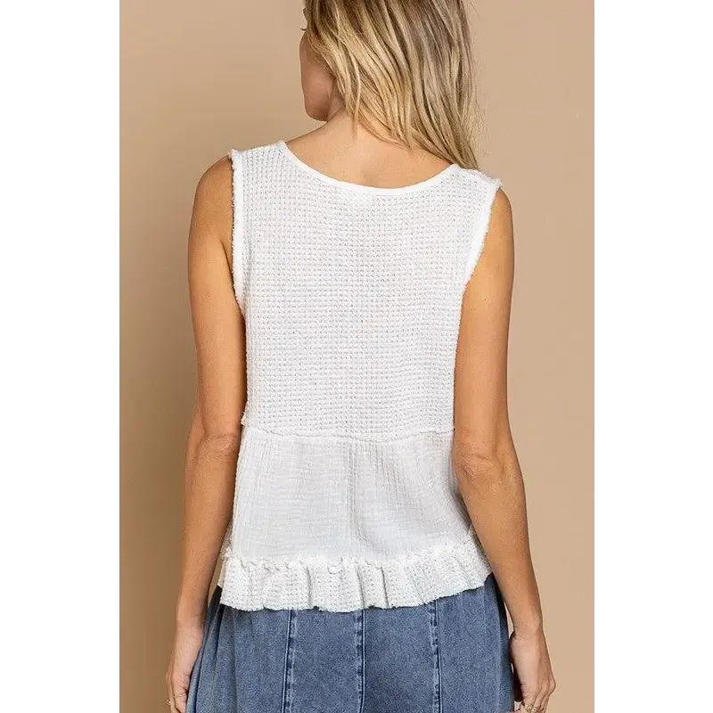 Sleeveless V-neck Mini Babydoll Tank Top