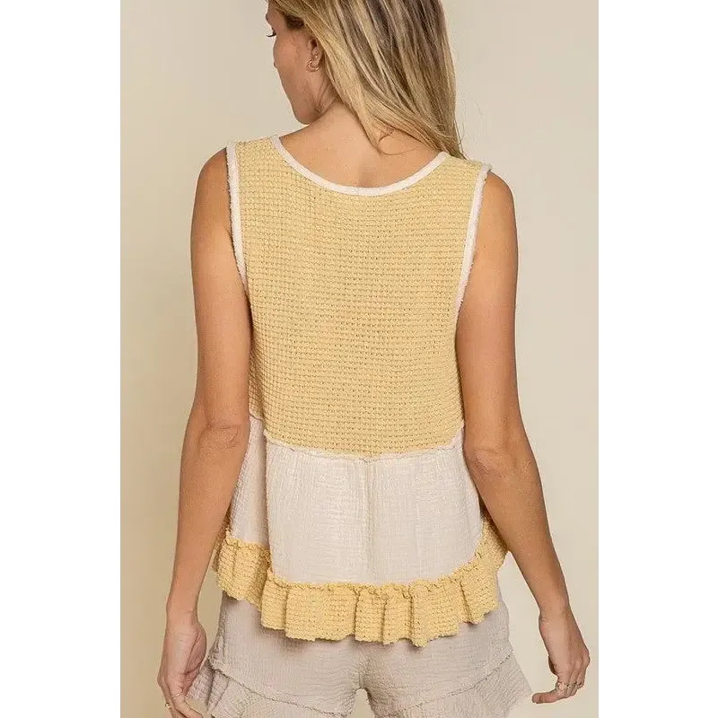 Sleeveless V-neck Mini Babydoll Tank Top