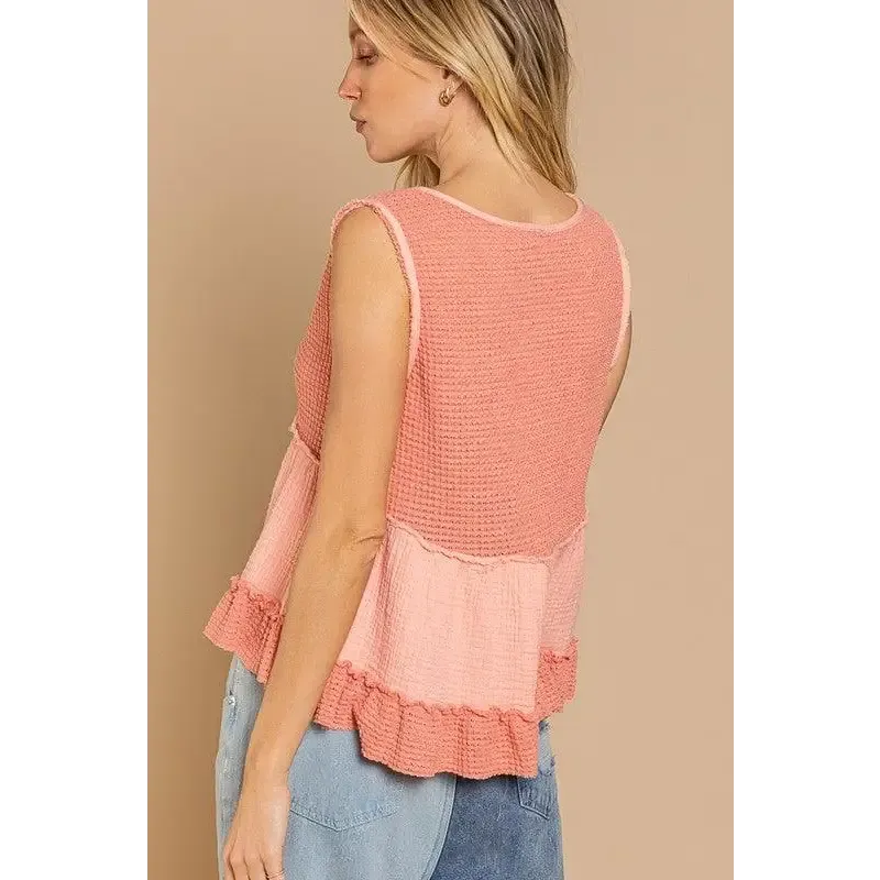 Sleeveless V-neck Mini Babydoll Tank Top