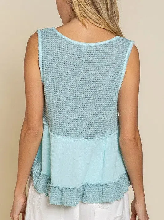 Sleeveless V-Neck Mini Babydoll Tank Top