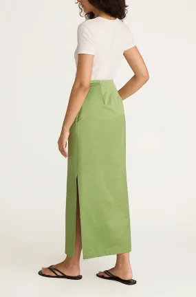 Slub Sateen Midi Skirt