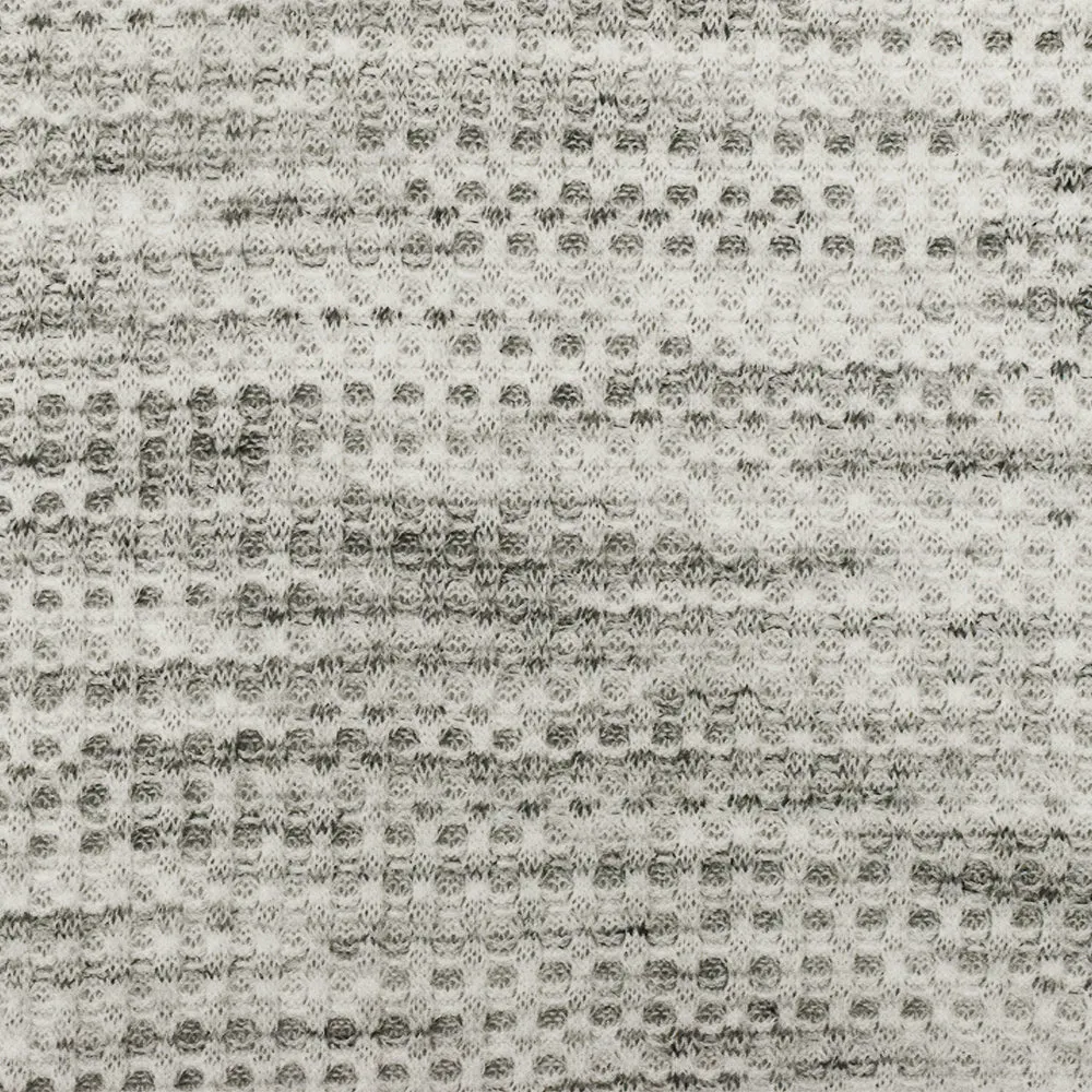 Soft Gray-White-Black Texture Stretch Brushed Thermal Knit Fabric