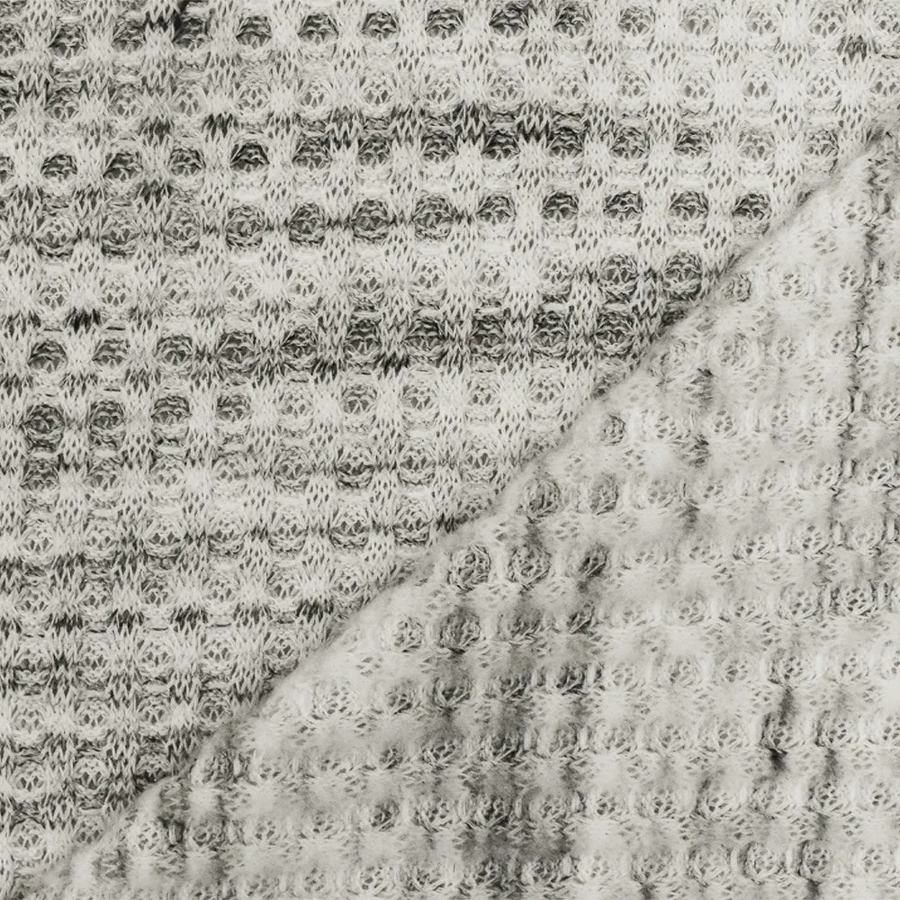 Soft Gray-White-Black Texture Stretch Brushed Thermal Knit Fabric