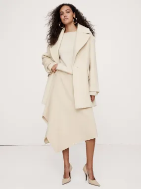 Splittable Wool-Blend Midi Skirt