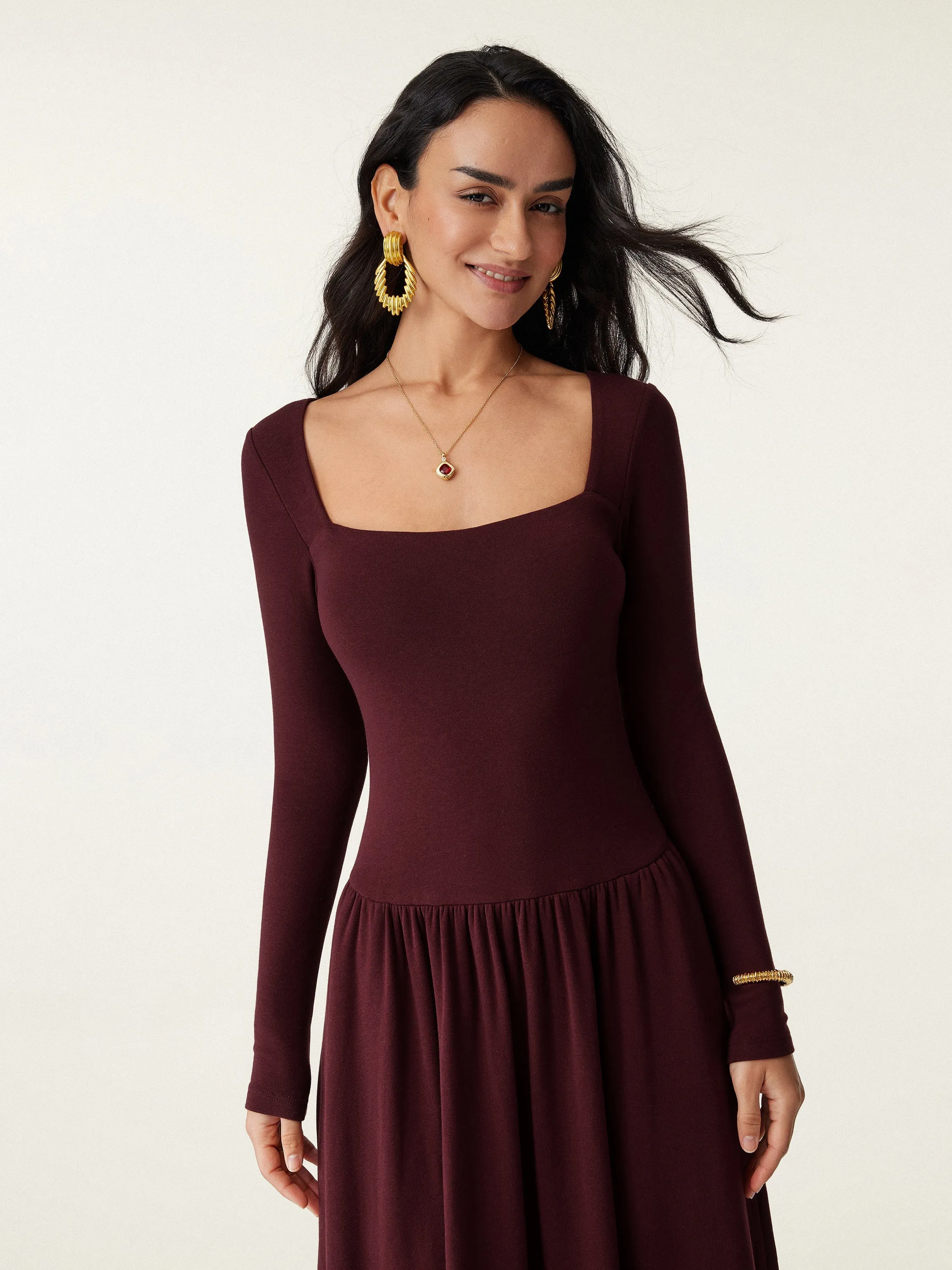 Square Neck Curved Waist Brami Dress