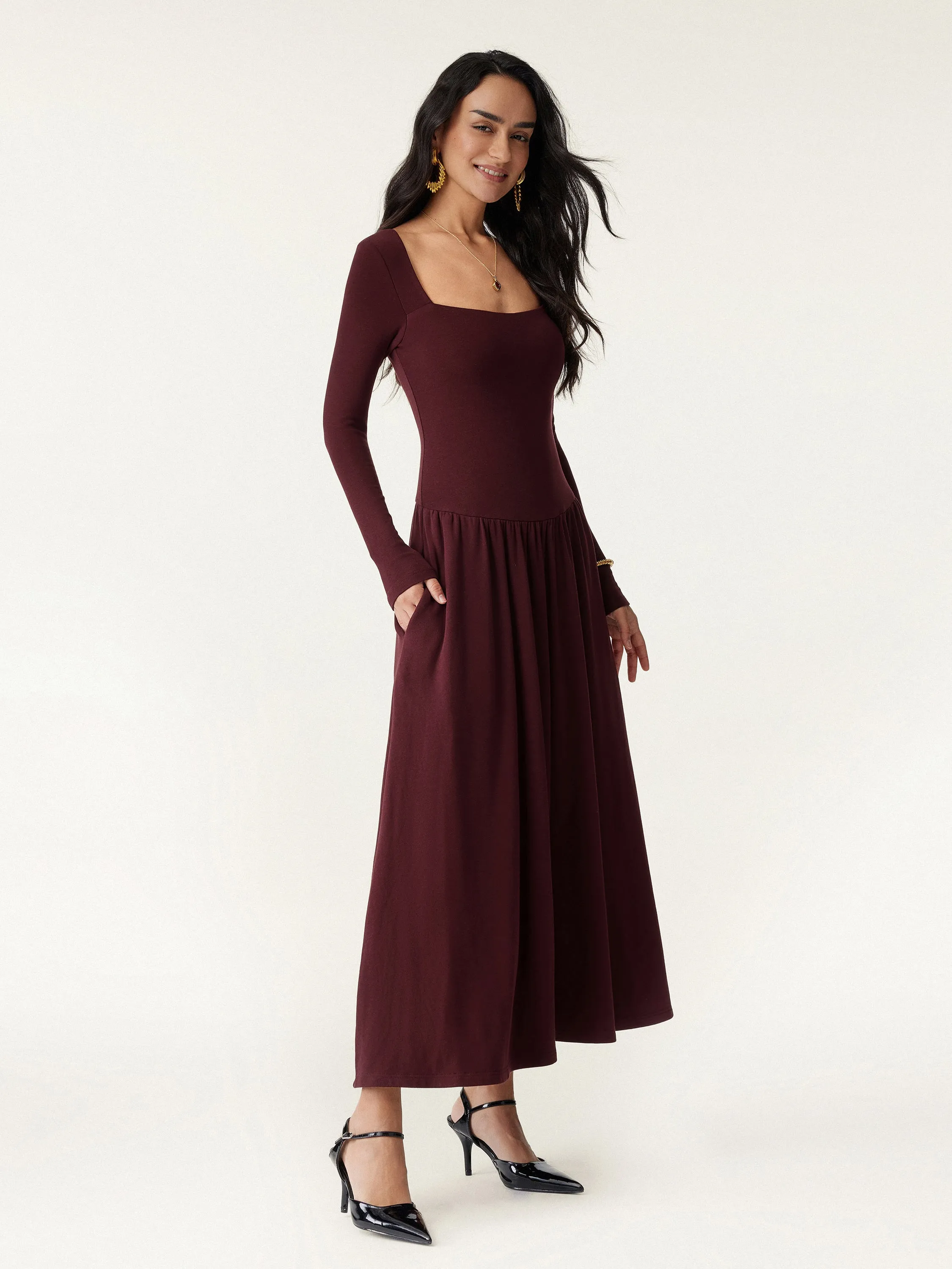Square Neck Curved Waist Brami Dress