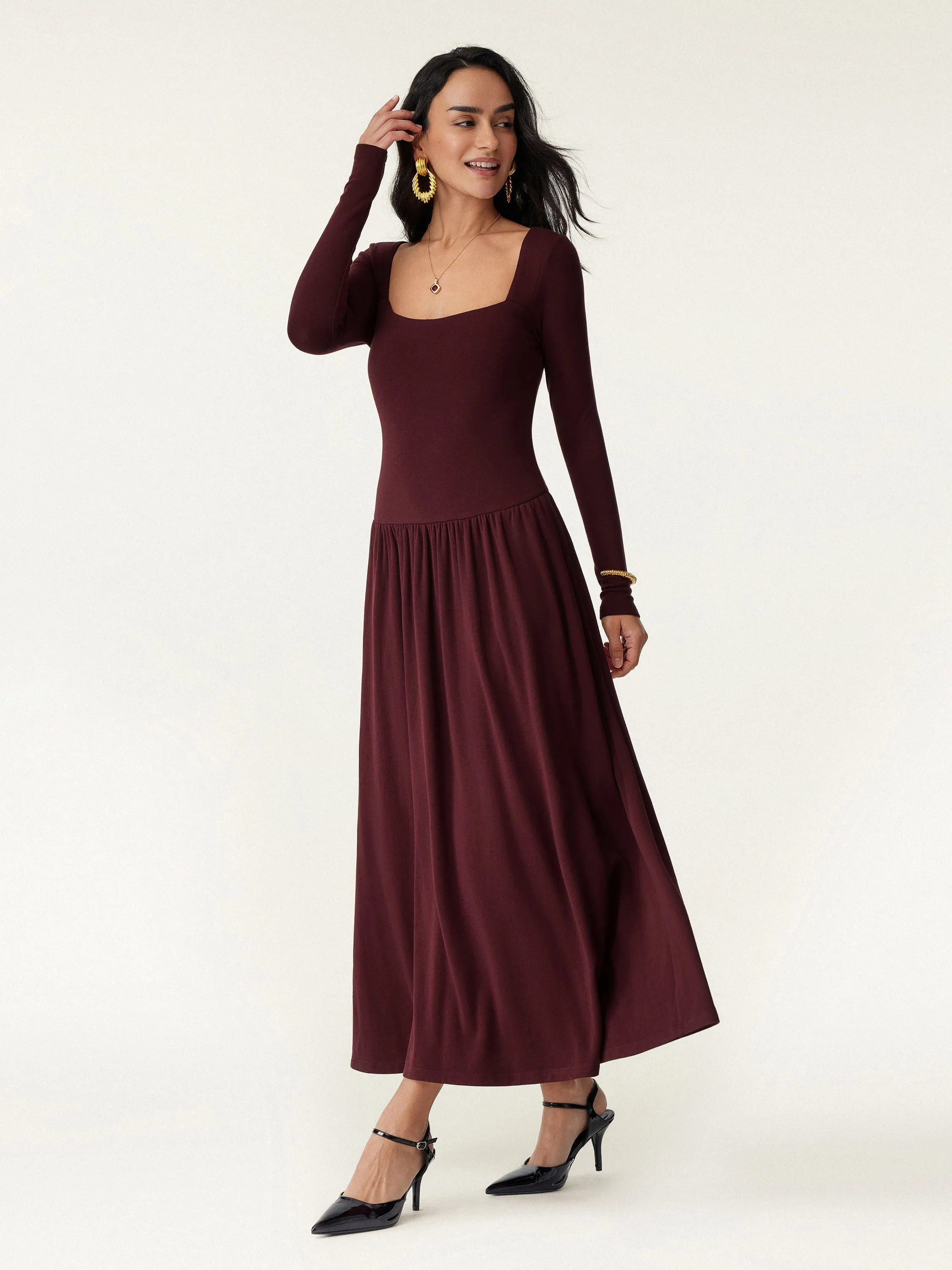 Square Neck Curved Waist Brami Dress