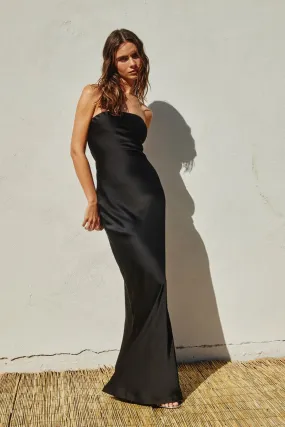 STRAPLESS BIAS CUT MAXI DRESS