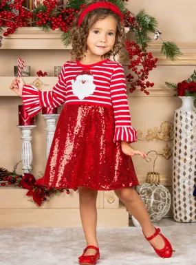 Striped For Santa Sequin Party Dress