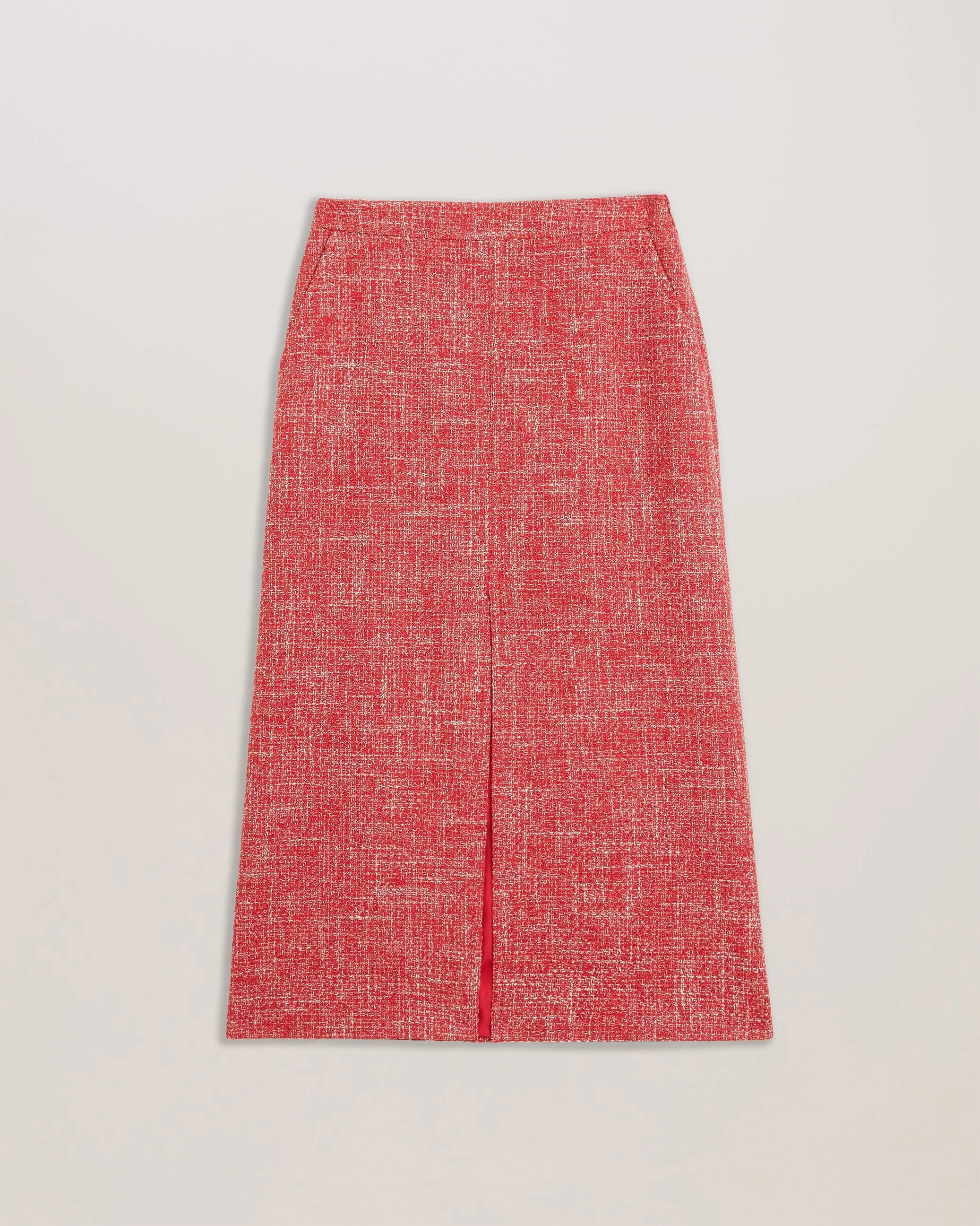 Sumis Boucle Midi Skirt With Centre Front Slit Red