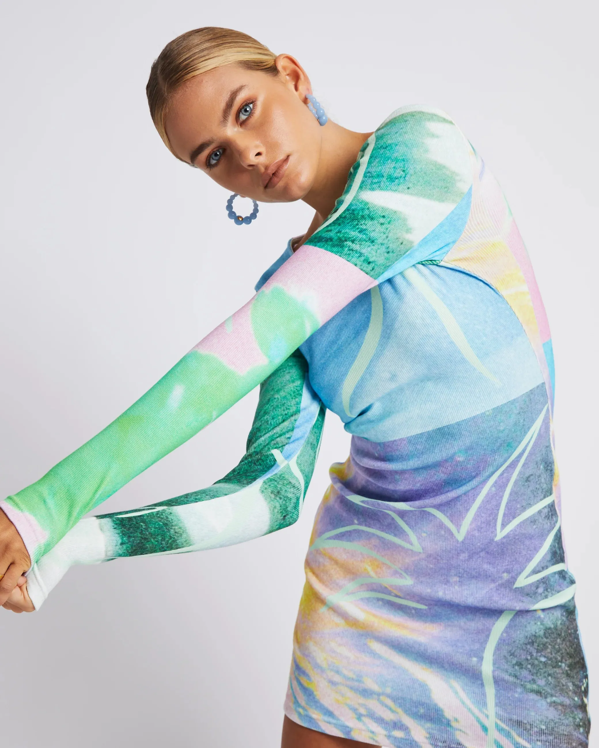 SUMMI SUMMI Womens Long Sleeve Mini Dress - Hypnotic
