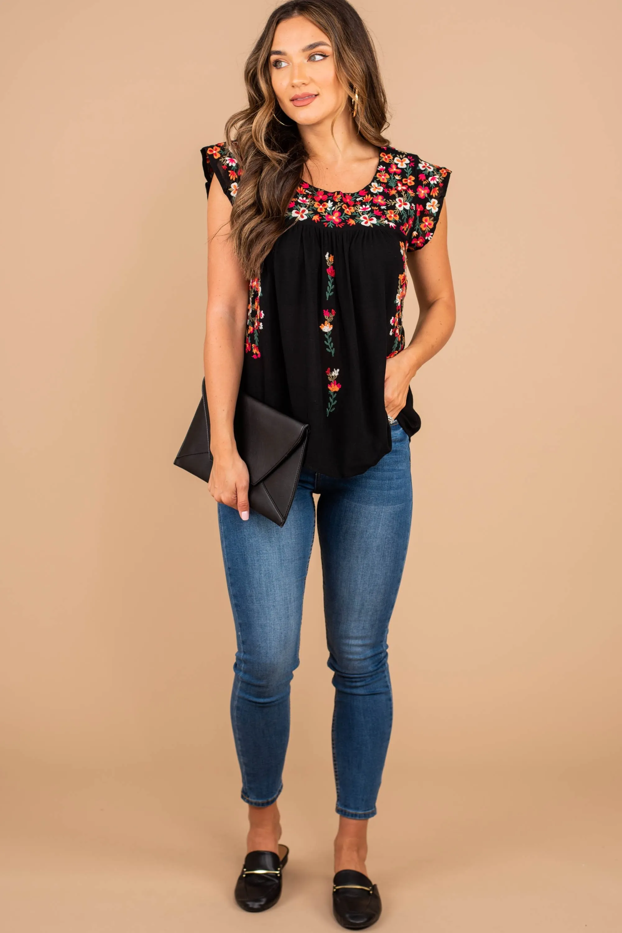 Take You Home Black Embroidered Tank