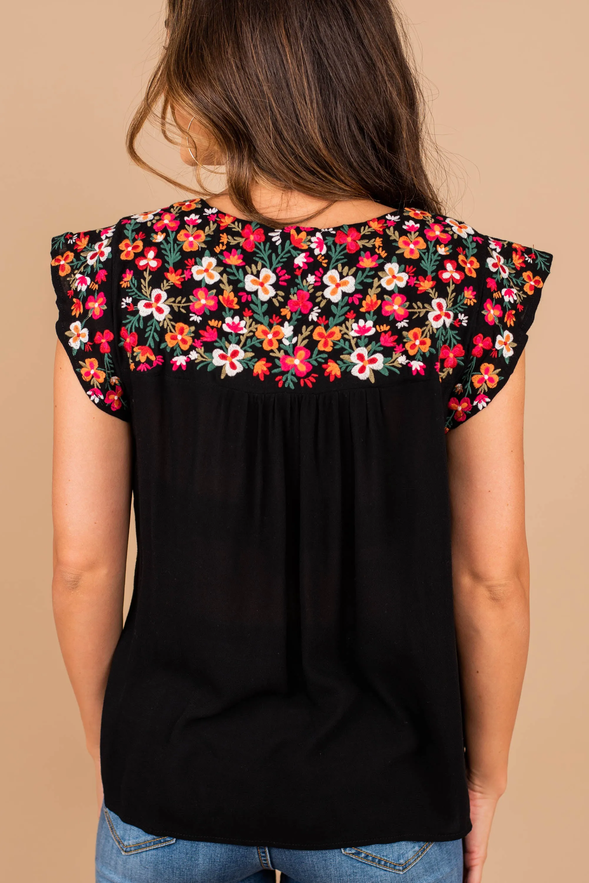 Take You Home Black Embroidered Tank