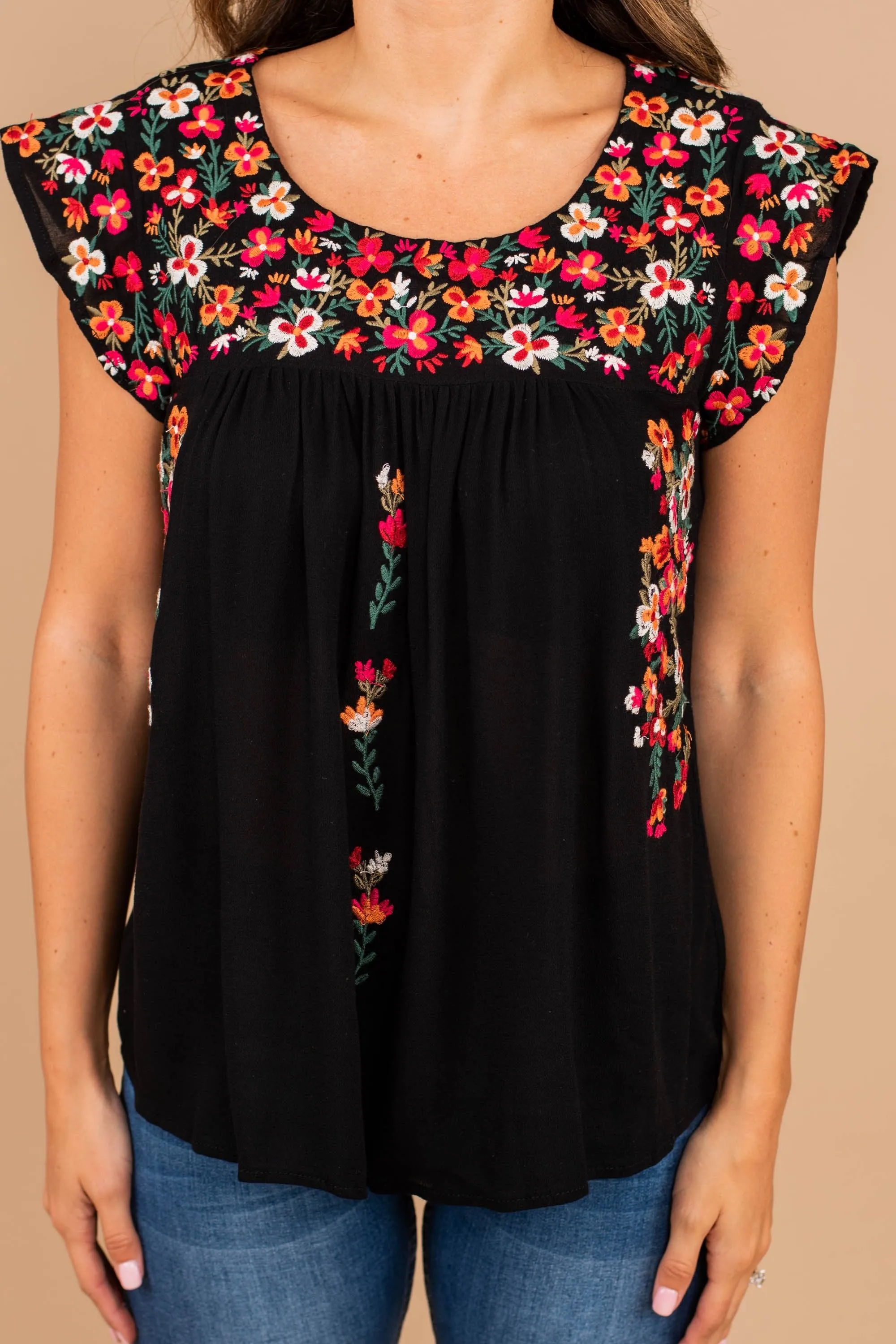 Take You Home Black Embroidered Tank
