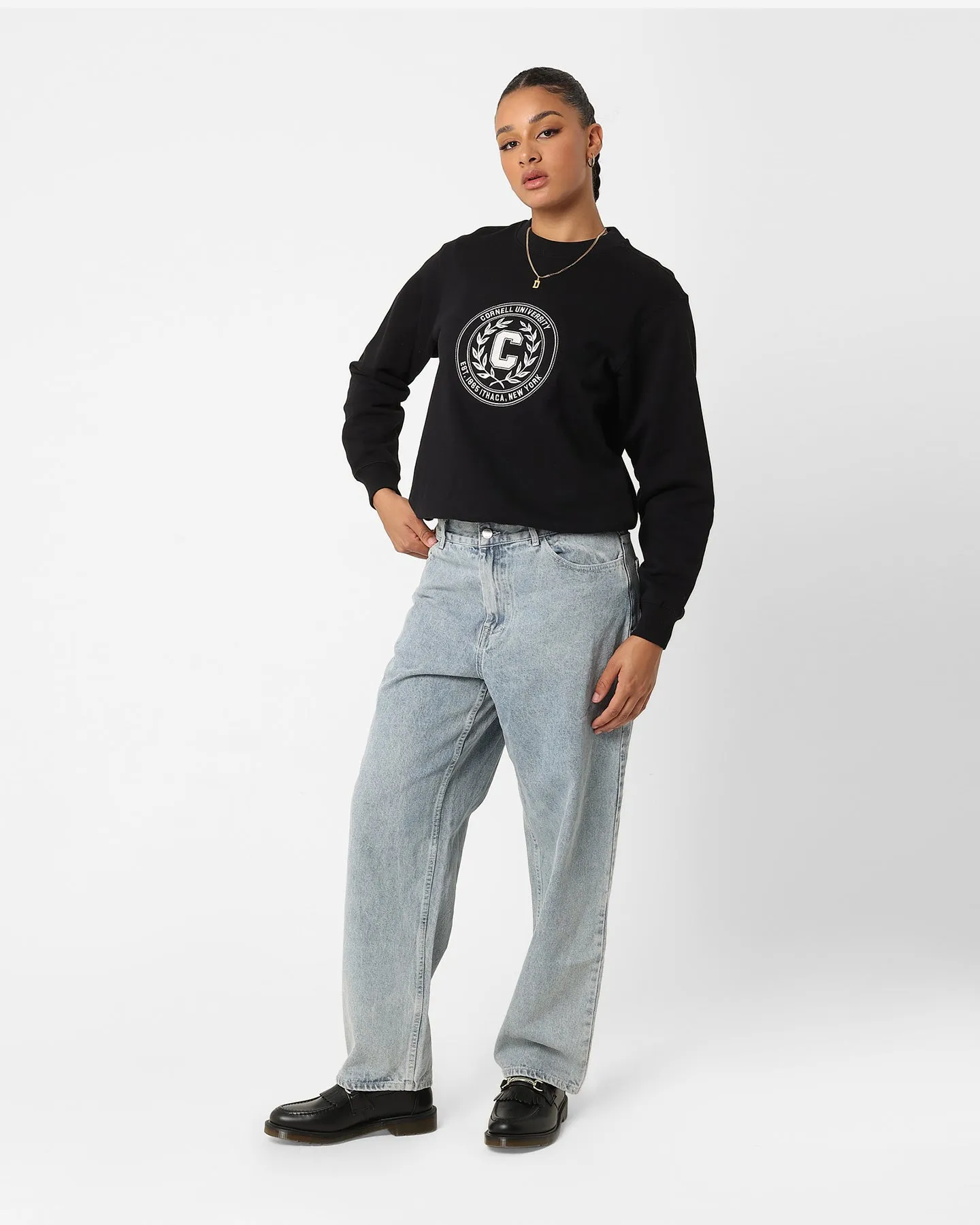 The New Establishment Women's Cornell Crest Crewneck Black