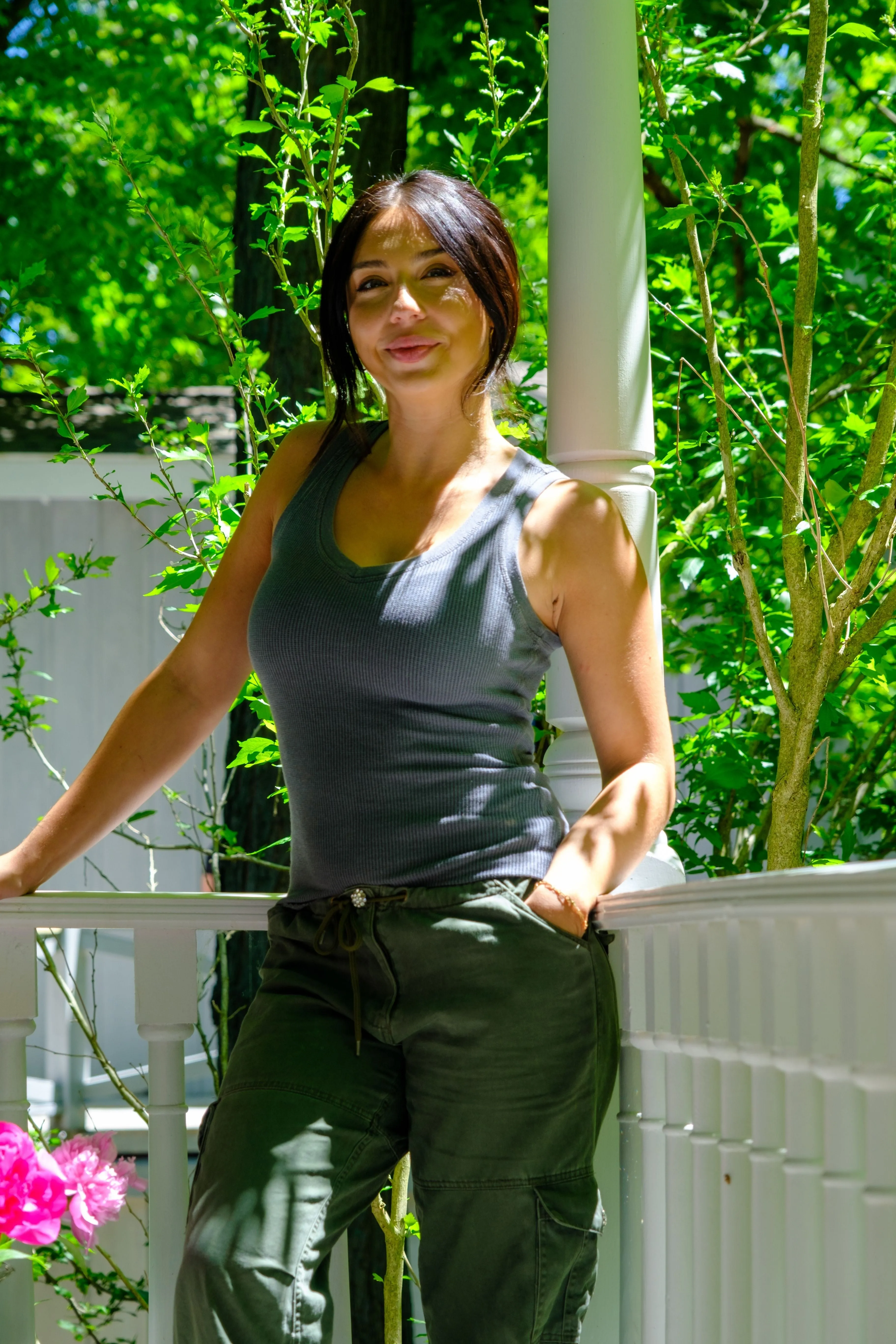 THERMAL V NECK TANK - CHARCOAL