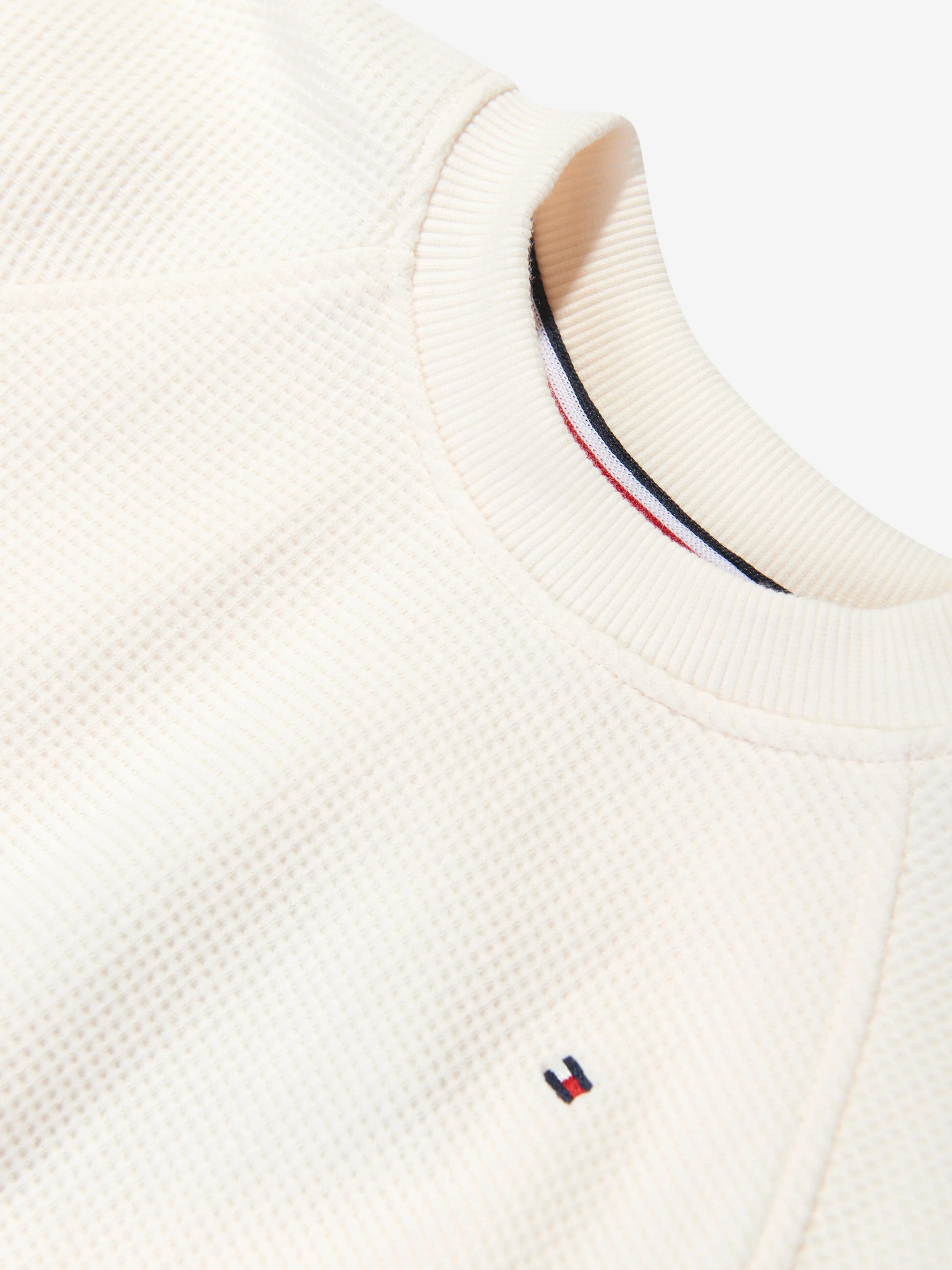 Tommy Hilfiger Girls Global Stripe waffle Sweatshirt in White