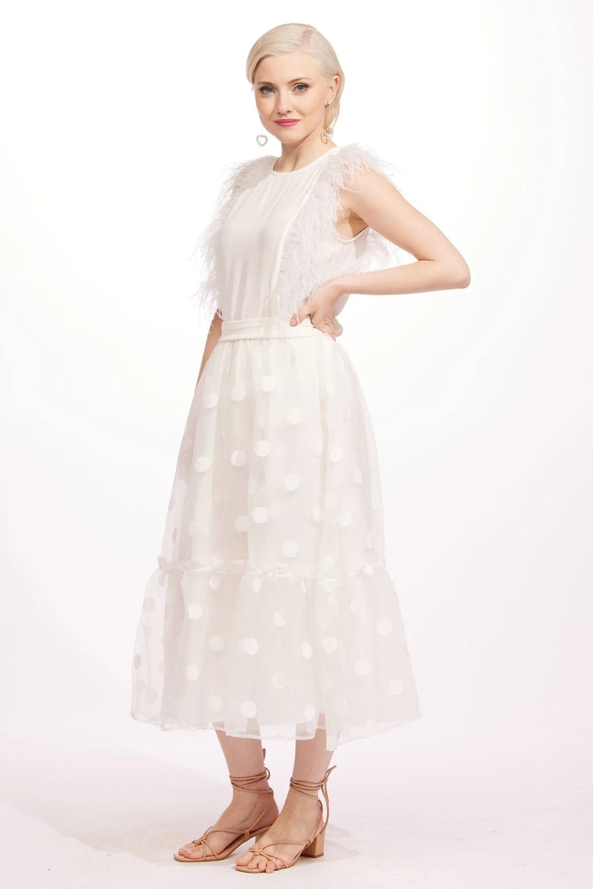 Tulle Midi Skirt - Snowflake Dot