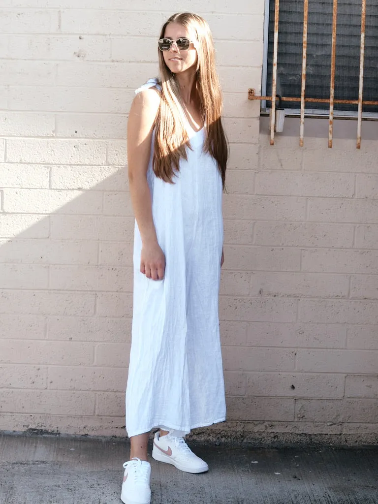 V-Back Linen Jumpsuit