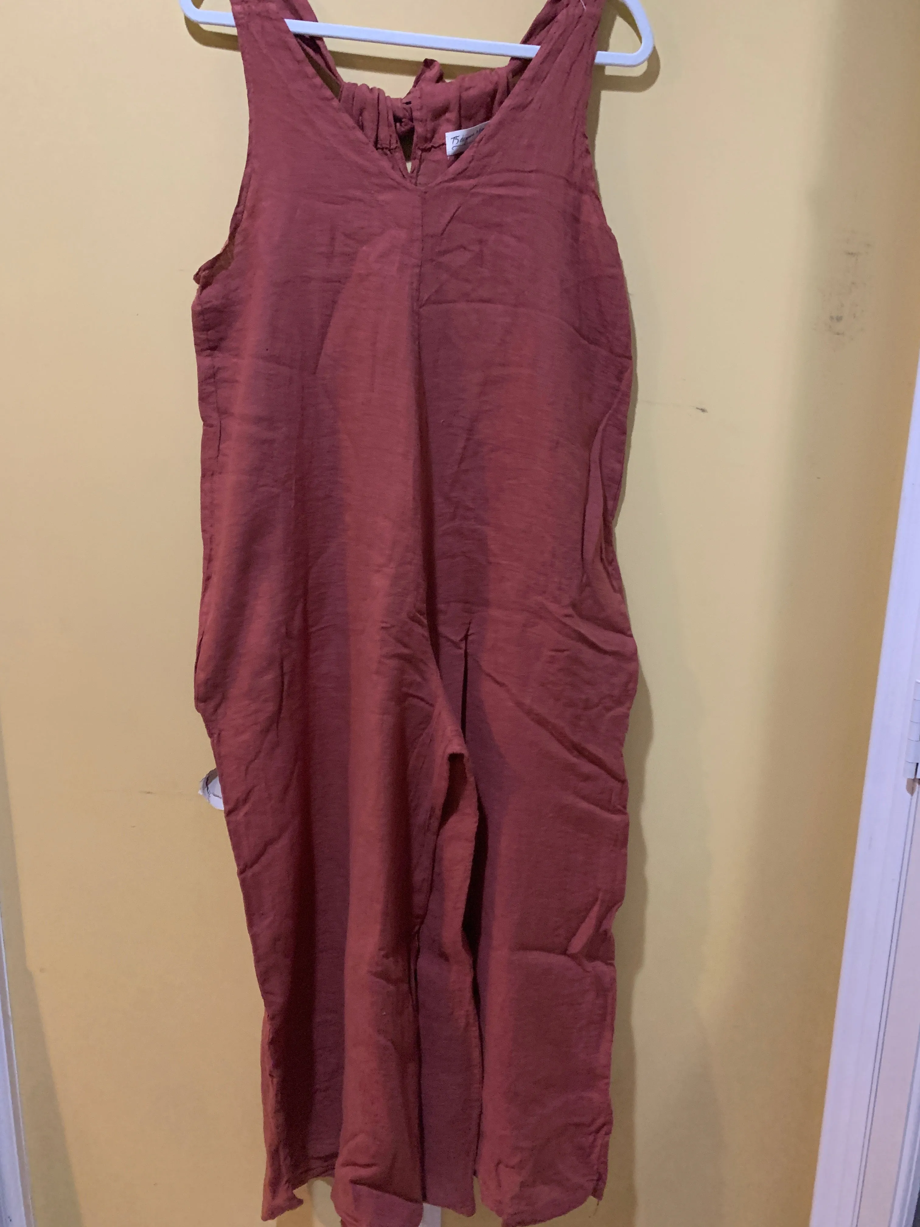 V-Back Linen Jumpsuit