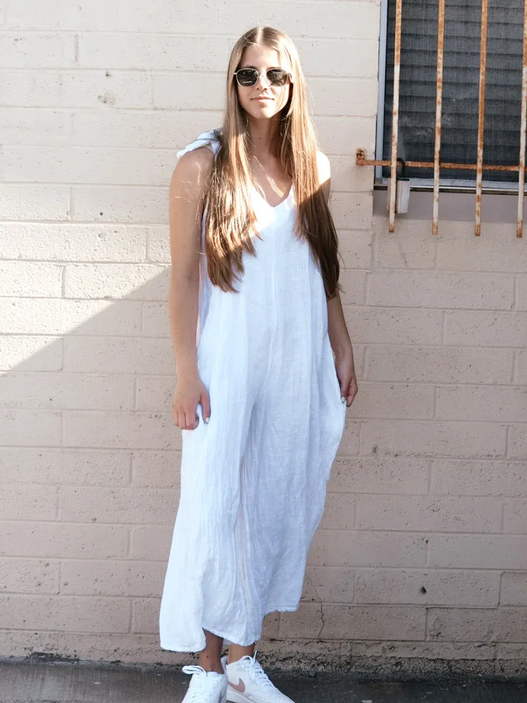 V-Back Linen Jumpsuit