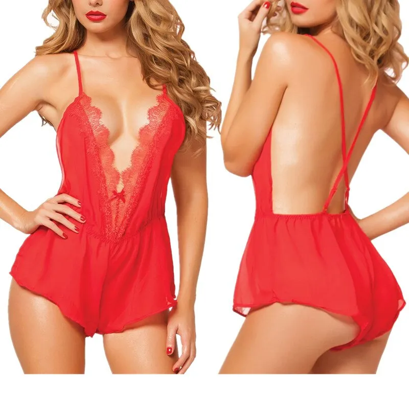 VenusFox Sexy lingerie women Exotic lingerie sexy underwear babydoll costumes deep v teddy full body lingerie robe