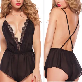 VenusFox Sexy lingerie women Exotic lingerie sexy underwear babydoll costumes deep v teddy full body lingerie robe