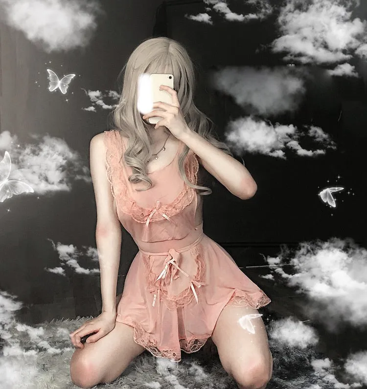 VenusFox Sweet Lolita Anime Kitchen Maid Cosplay Costumes Apron Waiter  Housemaid Erotic Japanese Babydoll Women Lace Miniskirt Outfits