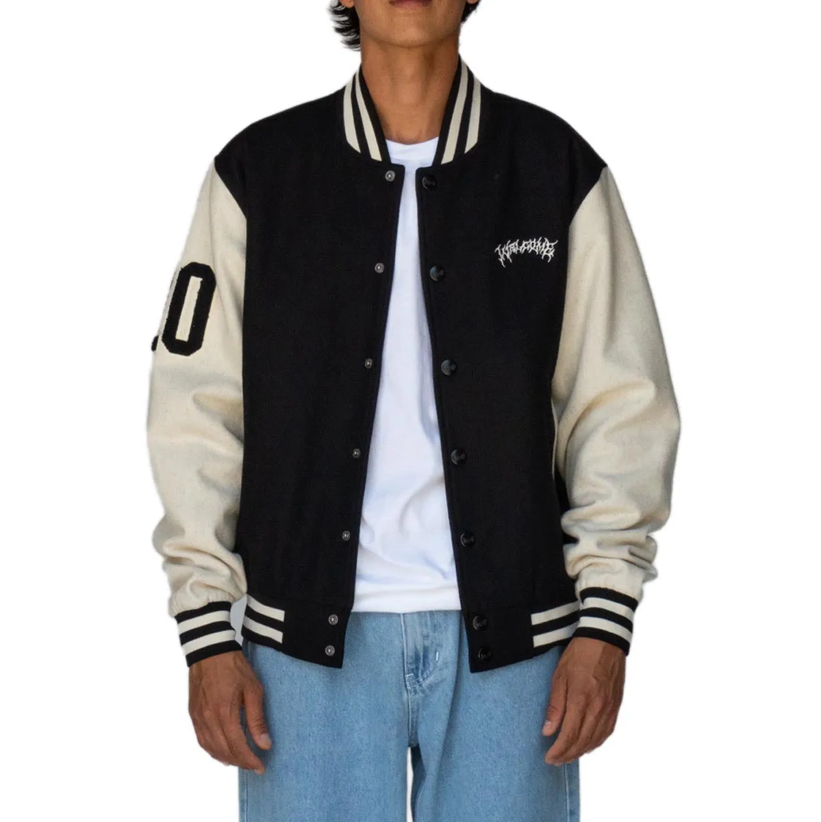 Welcome Barb Varsity Jacket - Black/Bone