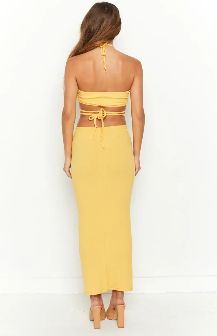 Whatever Your Mood Yellow Midi Dress