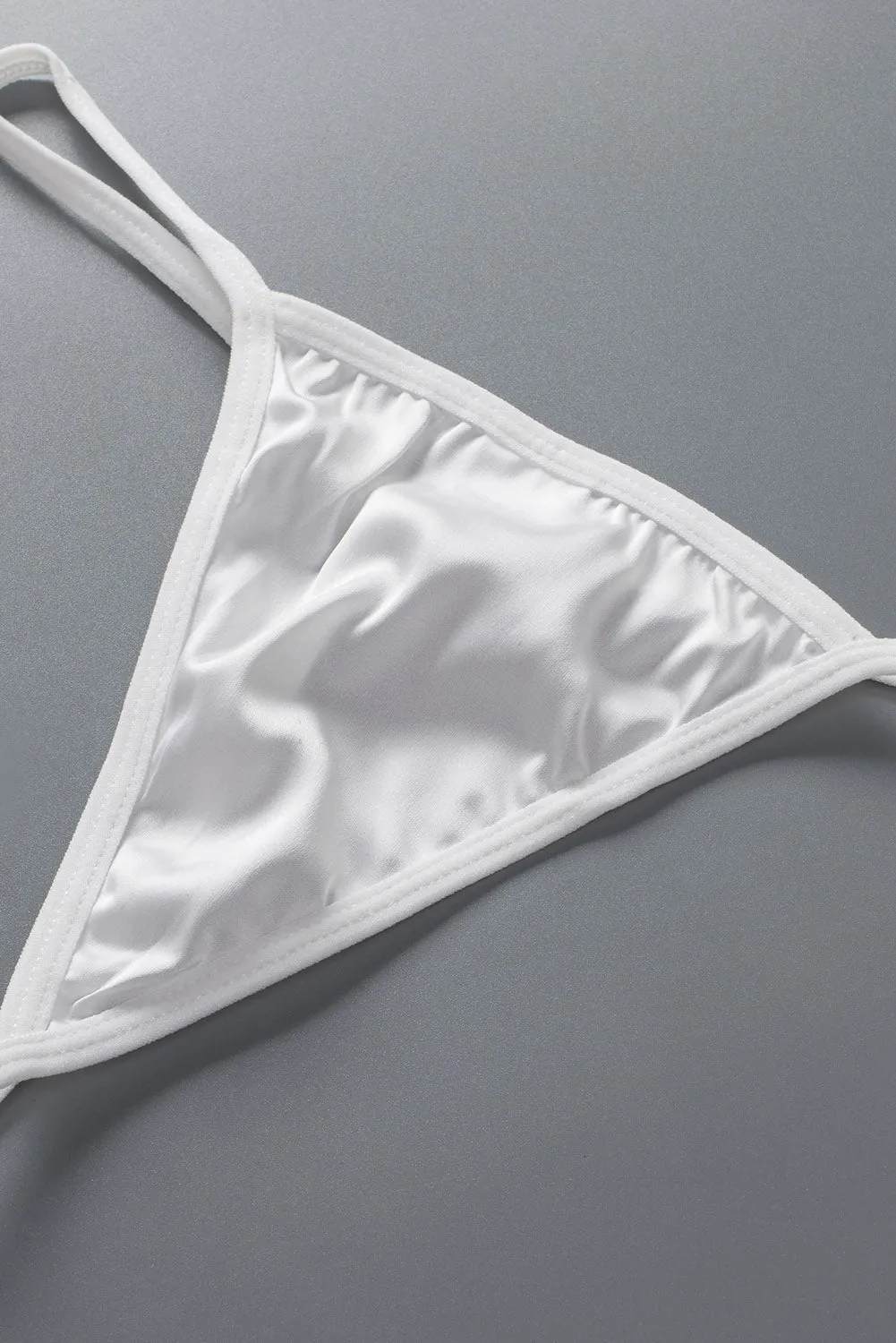 White Lace Hollow Out Satin Babydoll