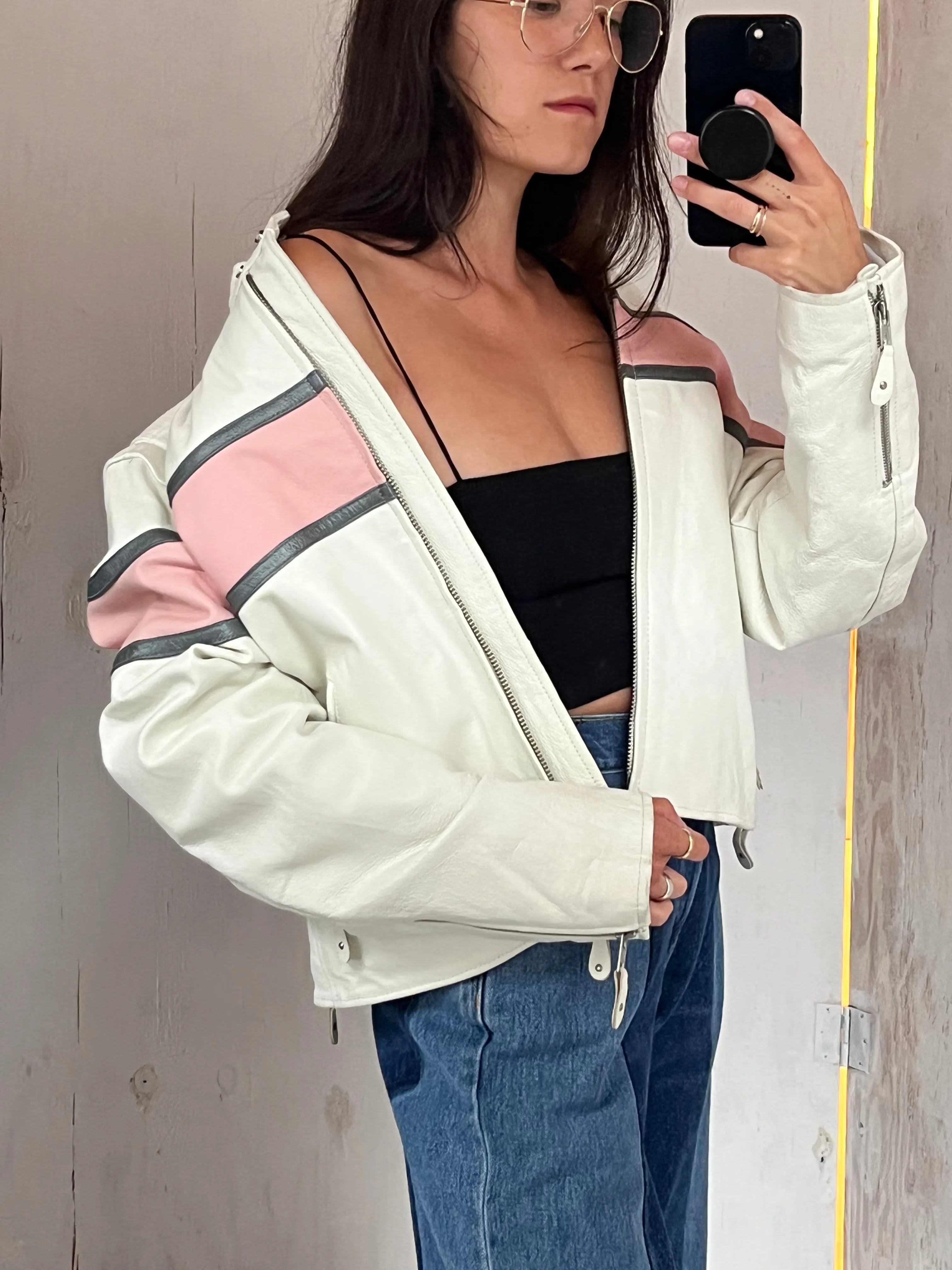 White Leather Moto Jacket