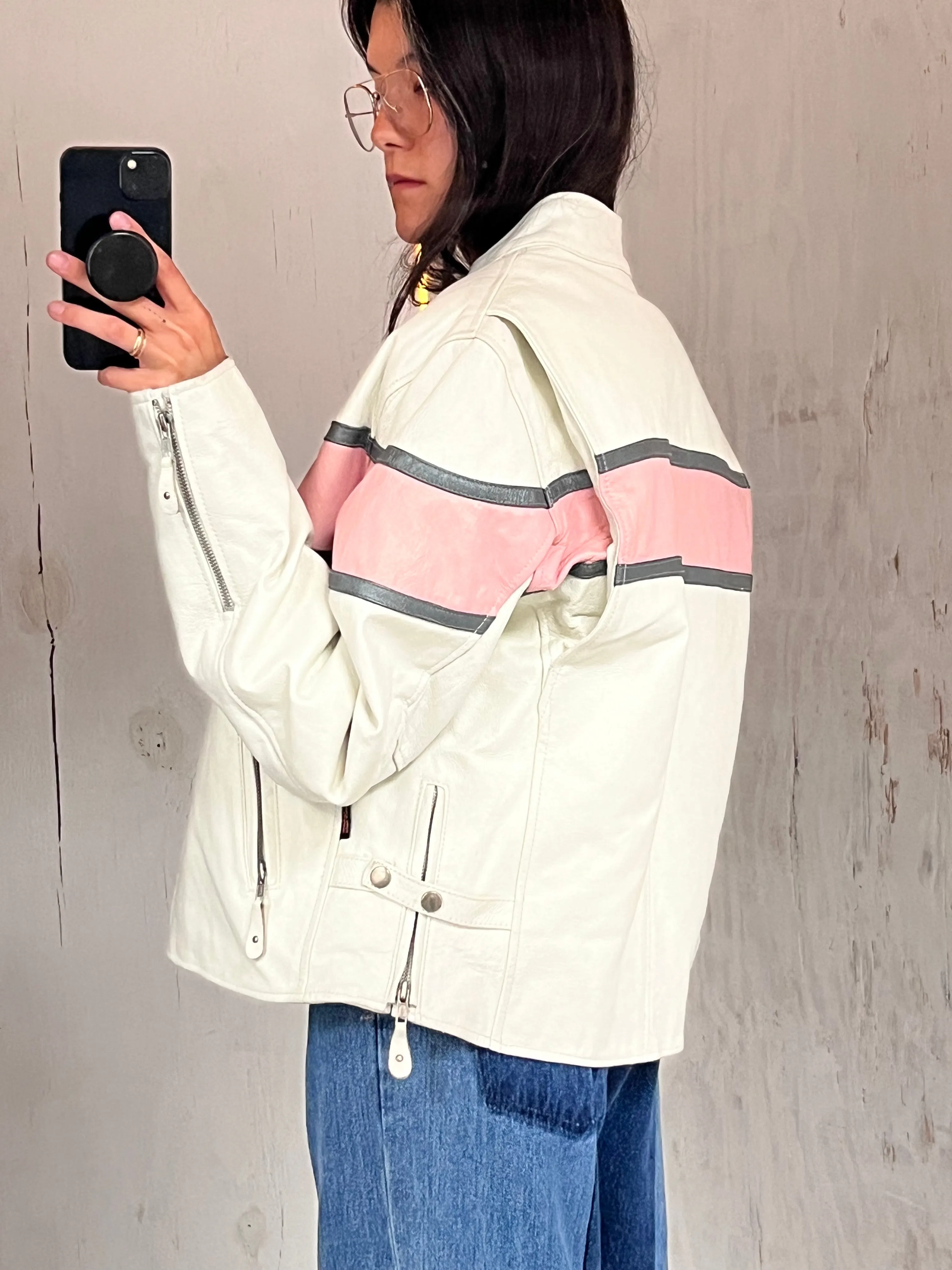 White Leather Moto Jacket