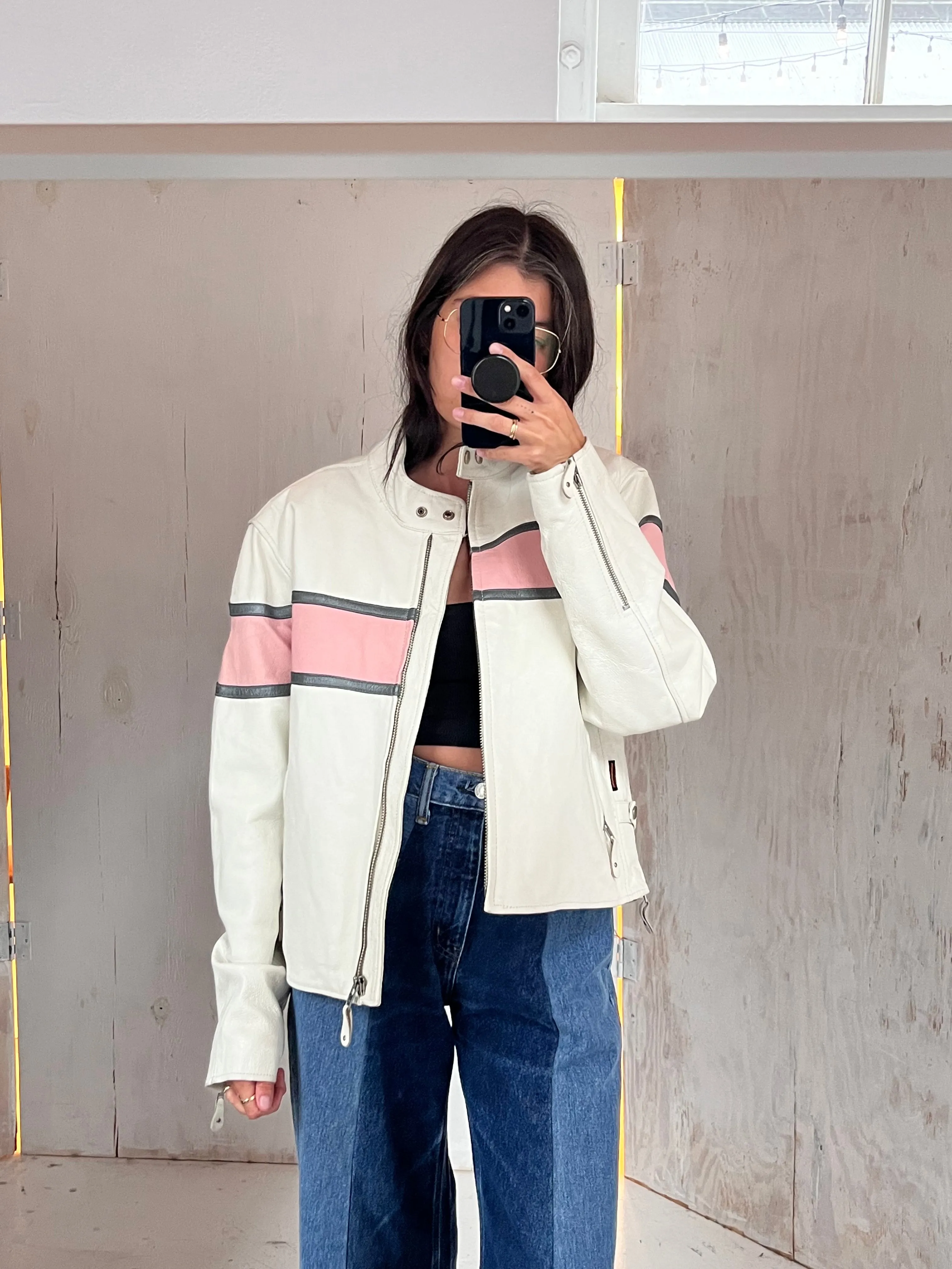 White Leather Moto Jacket