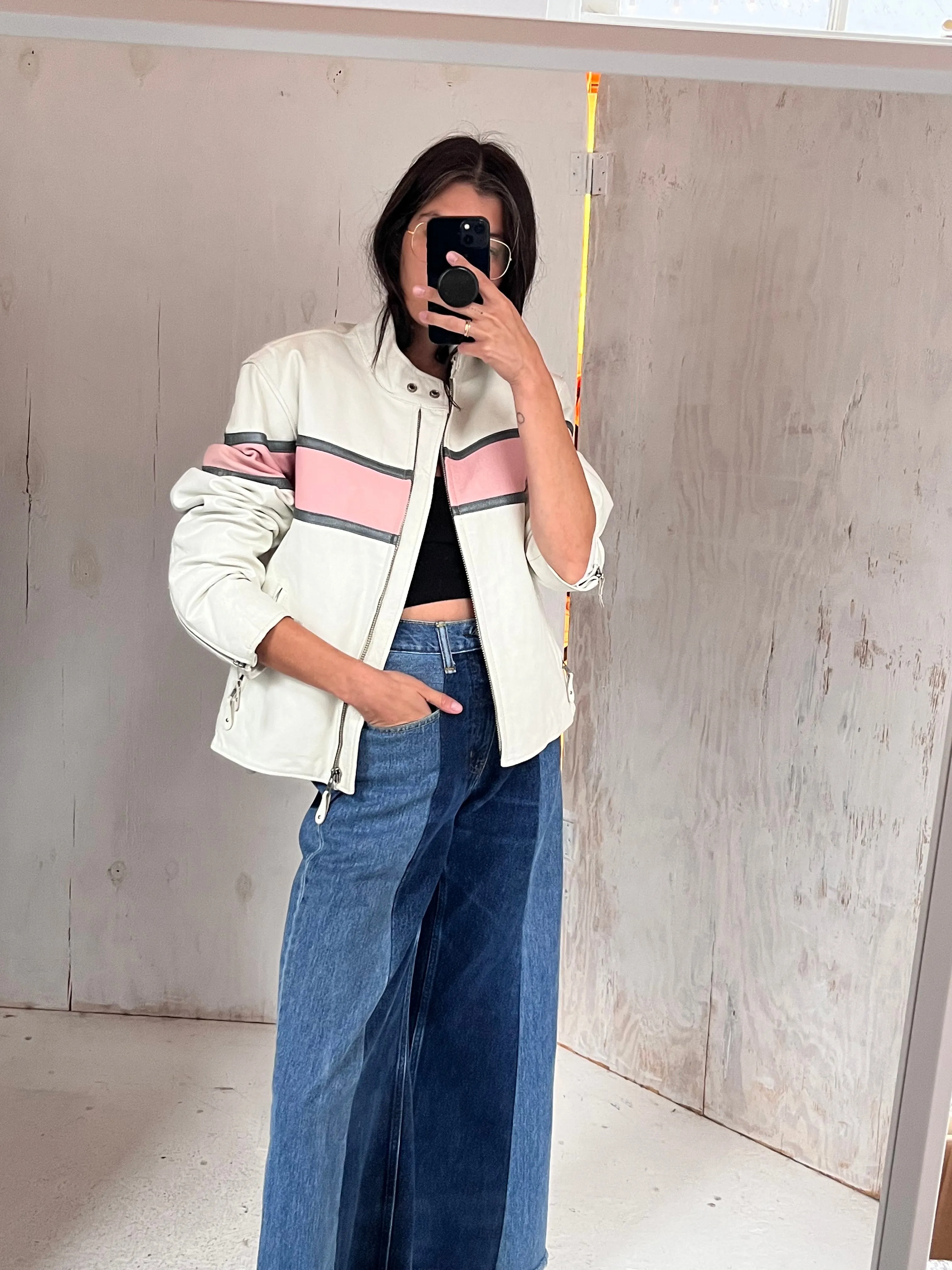 White Leather Moto Jacket